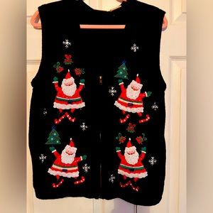 Christmas Santa sweater vest Zip up